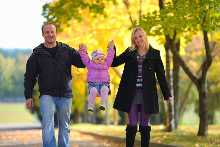 Happy family having fun outdoors