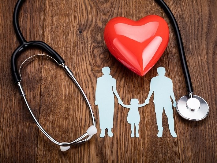 Red Heart And A Stethoscope On Desk