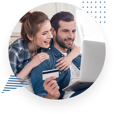happy couple banking online