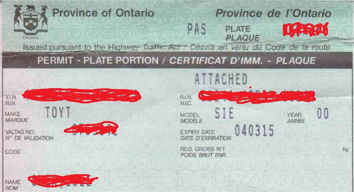 Vehicle Permit Number Image
