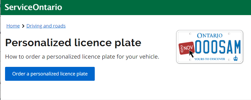 Service Ontario Plate Image