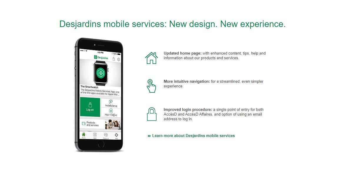 desjardins insuance mobile app login screenshot