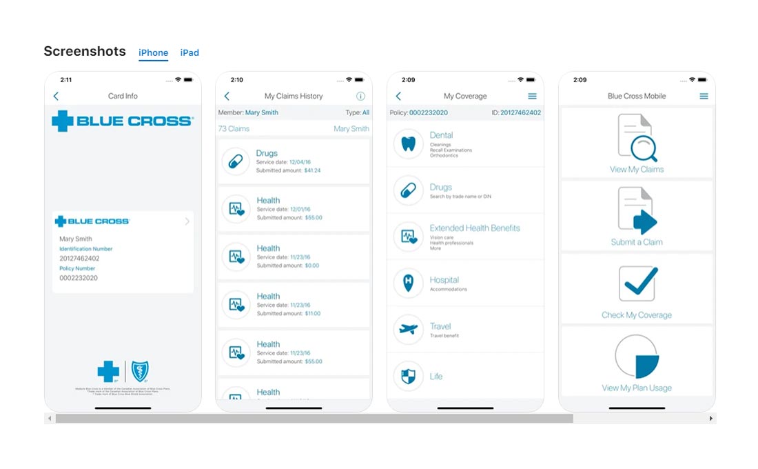 medavie blue cross mobile app claim screenshot