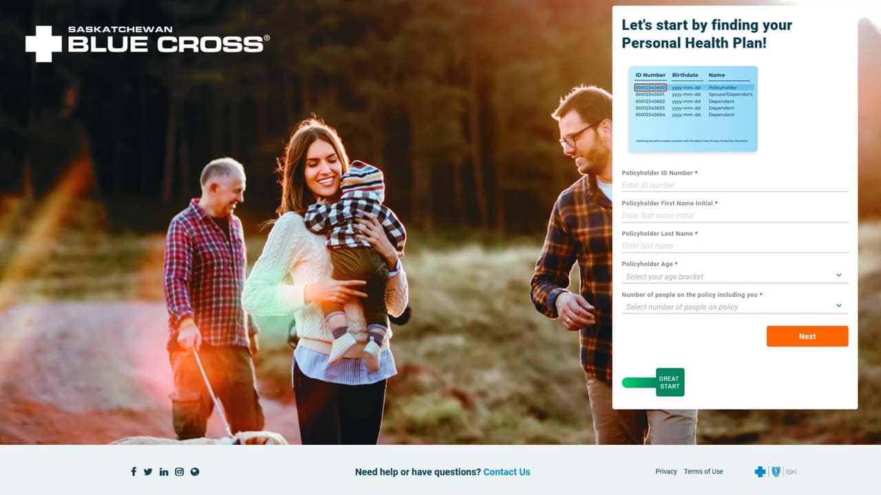 saskatchewan blue cross website login screenshot