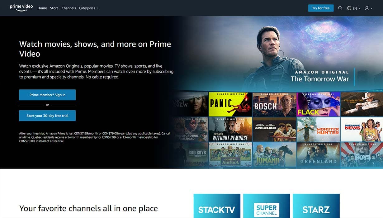 amazon prime video website screenshot