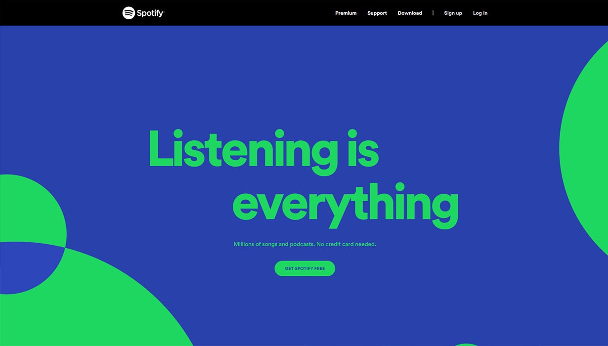 spotify website screenshot