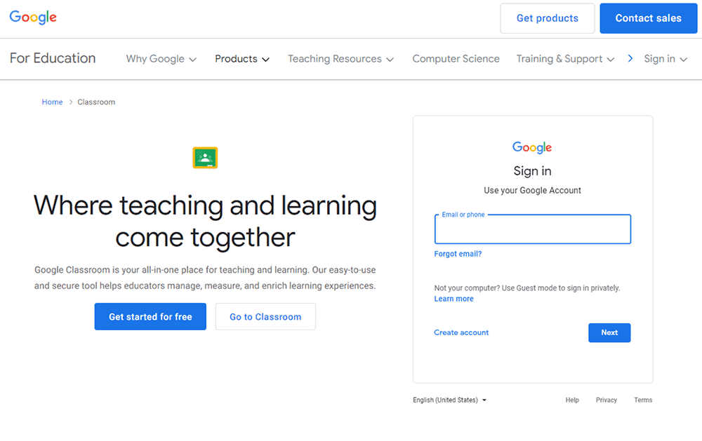 google classroom login