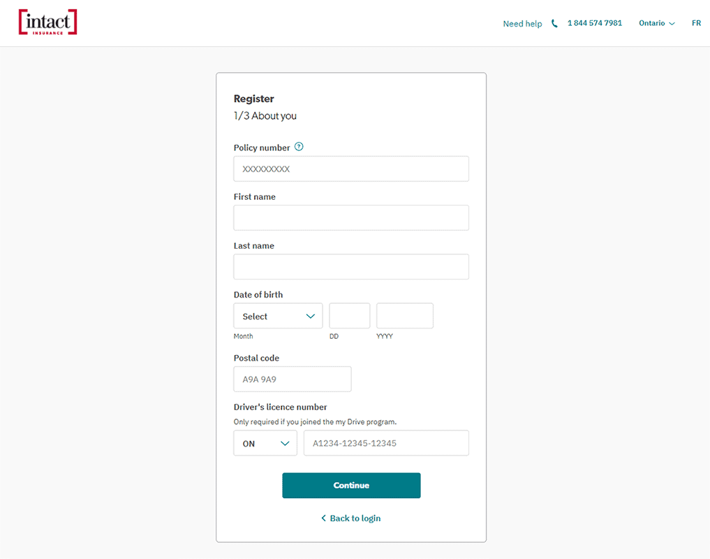 intact insurance login page