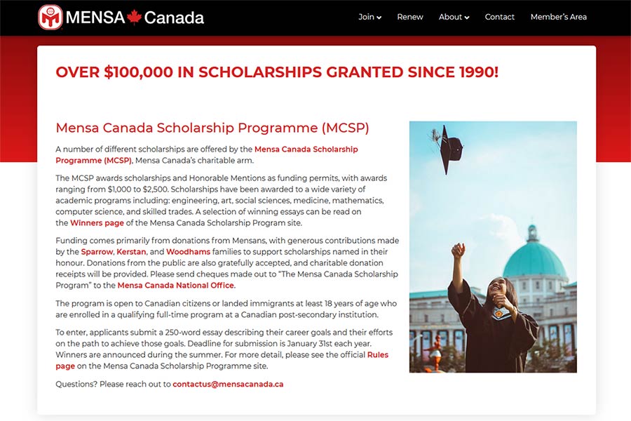 mensa canada scholarship