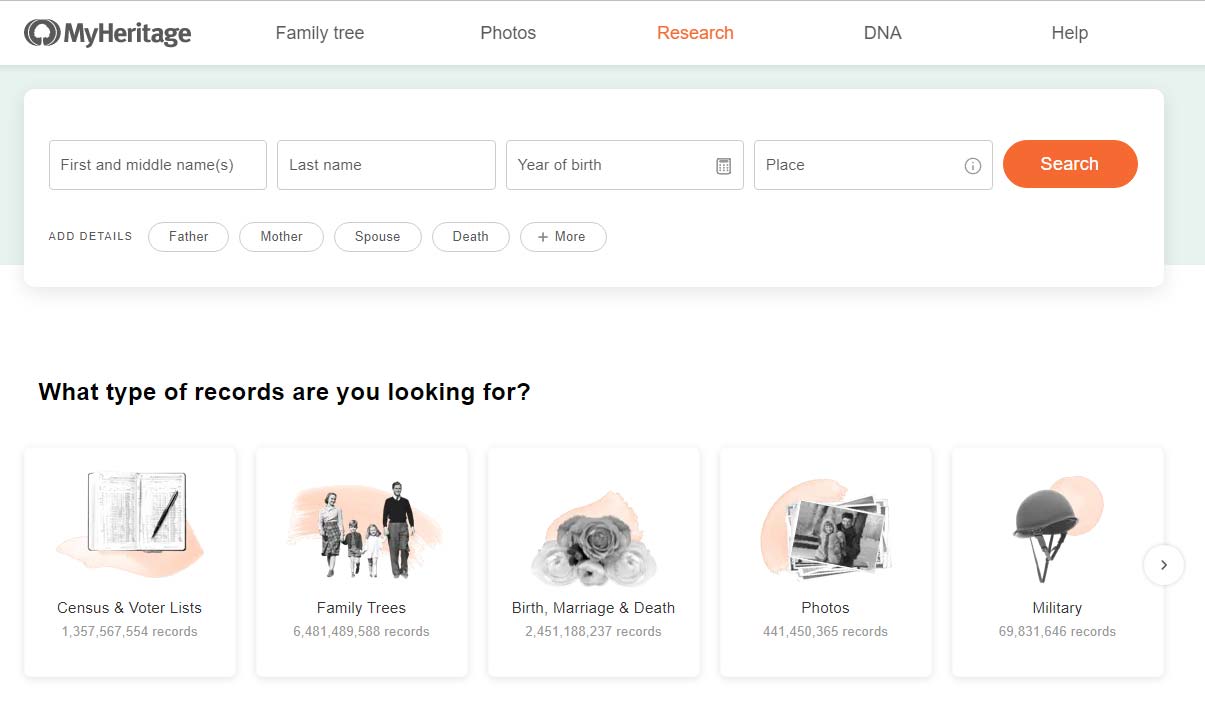 My Heritage Research services