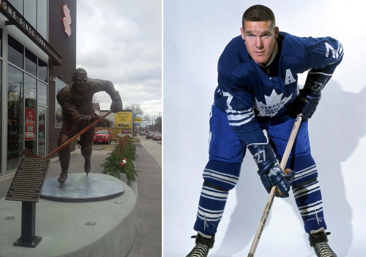 tim hortons statue in hamilton vs real person