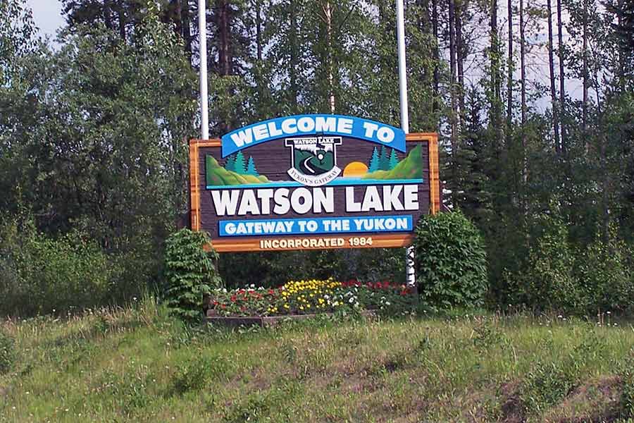 Watson Lake welcome sign