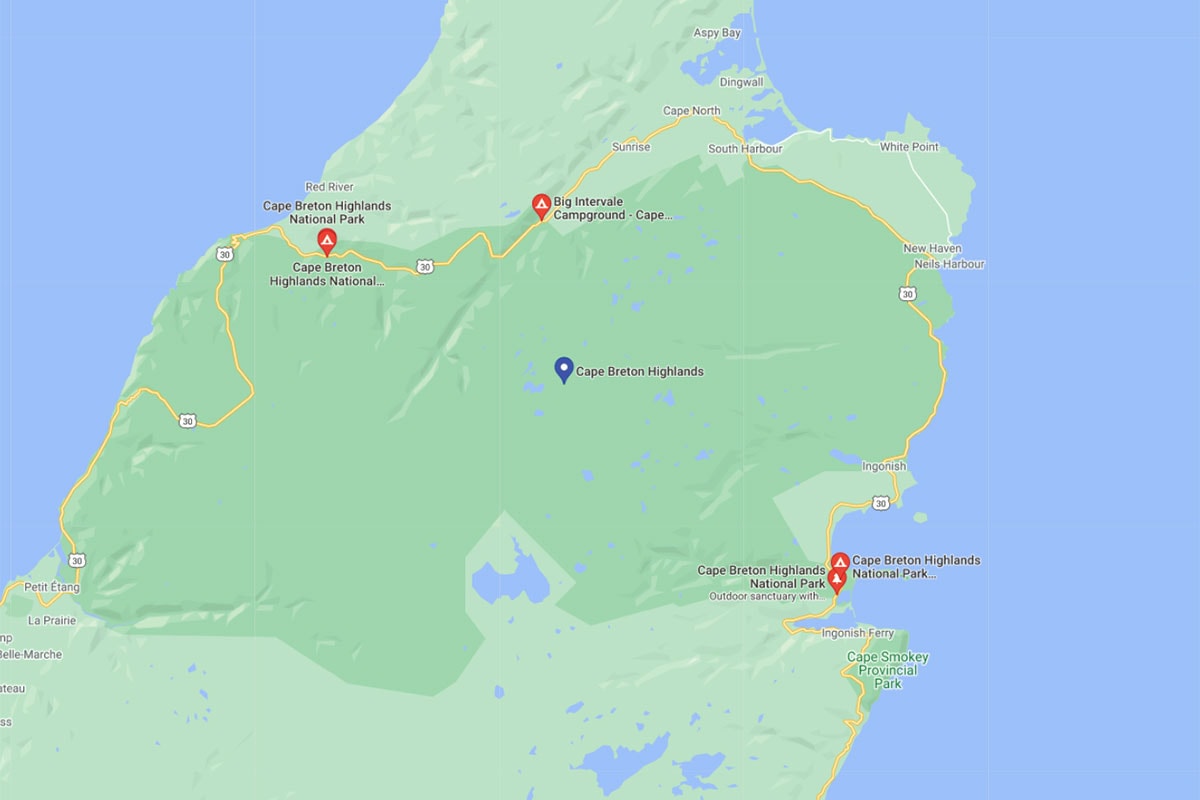 cape breton highlands national park location map