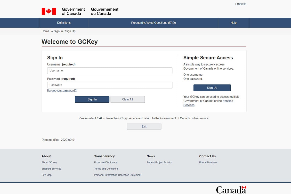 Service Canada GCKey