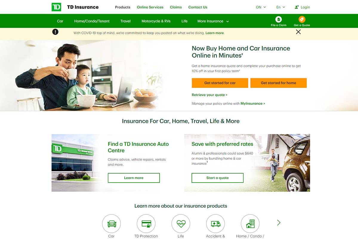 td insurance home page