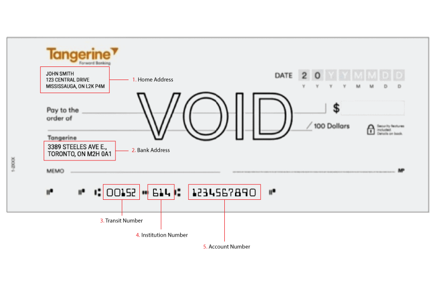 Tangerine Sample Cheque